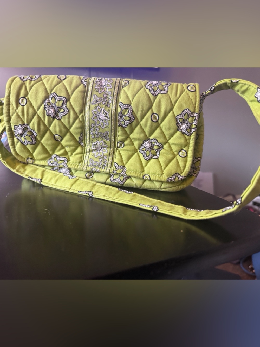Vera Bradley Lime Green Floral Crossbody Bag
